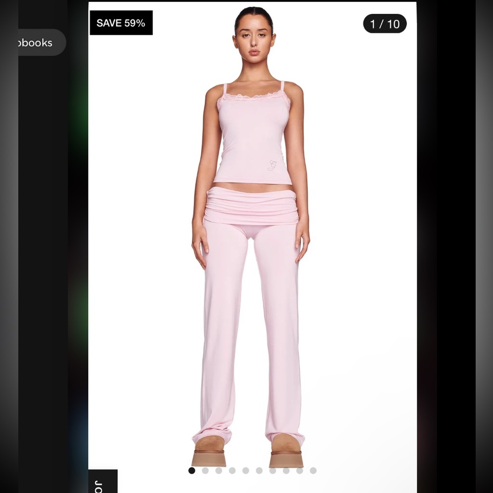 I AM GIA Pink Erin Tank top, Fold over Pants, and Fold over Shorts Set